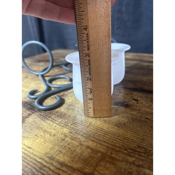 Partylite Candle Holders Scroll Sconce Green Wrought Iron Frosted Votive Holders - Picture 7 of 11